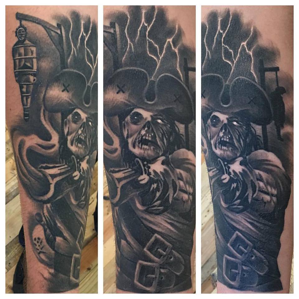 jonnie evil tattoo zombie pirate black gray