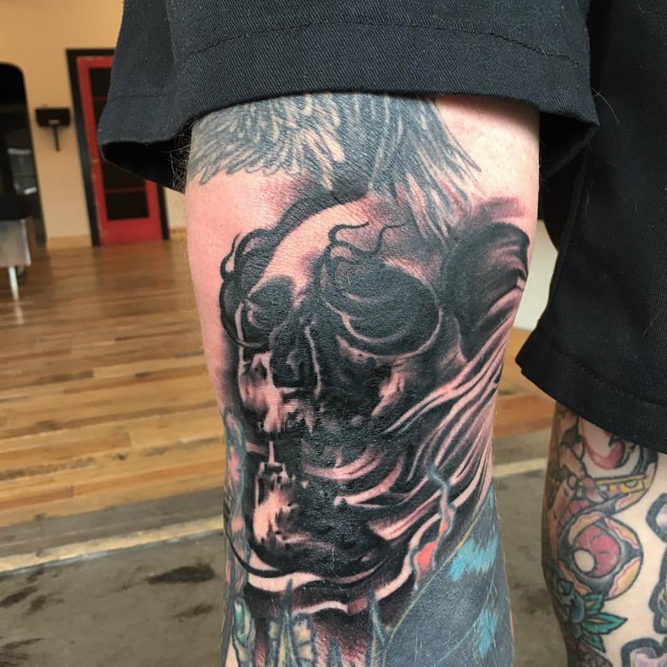 jonnie evil tattoo skull black gray
