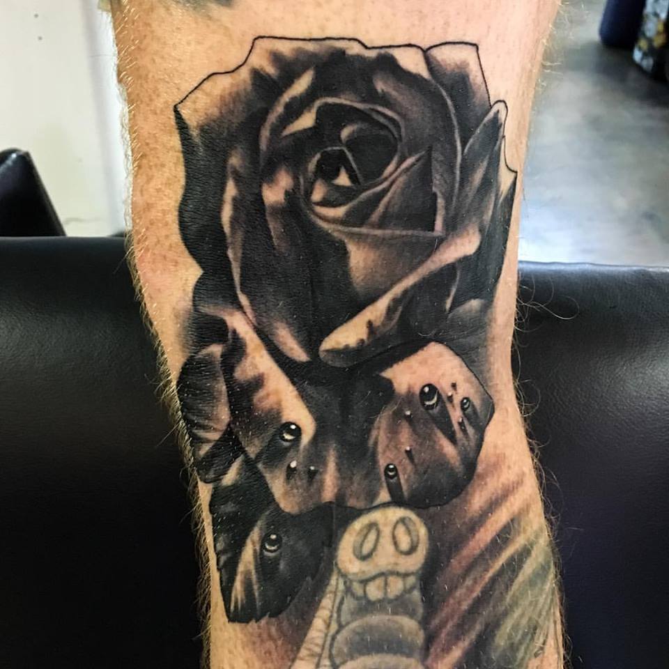 jonnie evil tattoo rose black gray