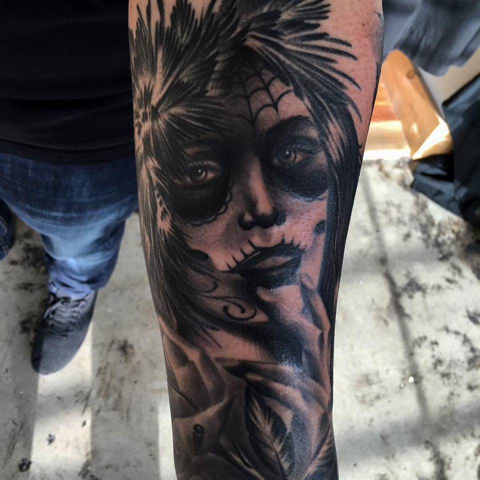 jonnie evil day of dead tattoo black gray