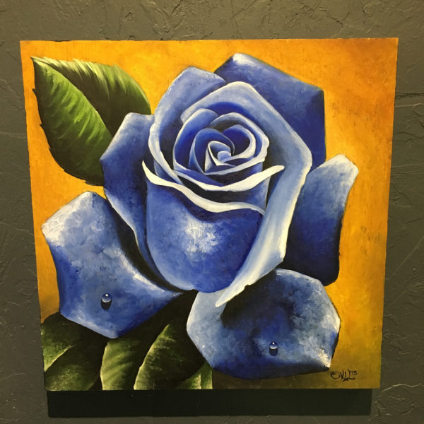 blue rose acrylic painting 2015